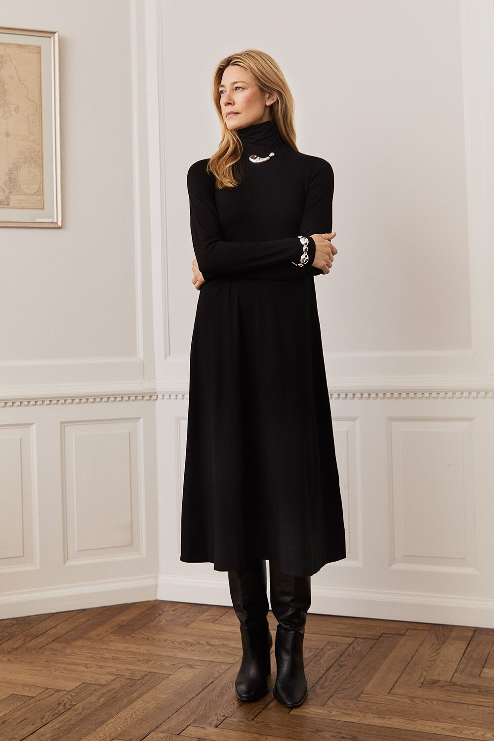 Nivessa JERSEY Kjole - Black, Rainan Halsk&aelig;de - Silver