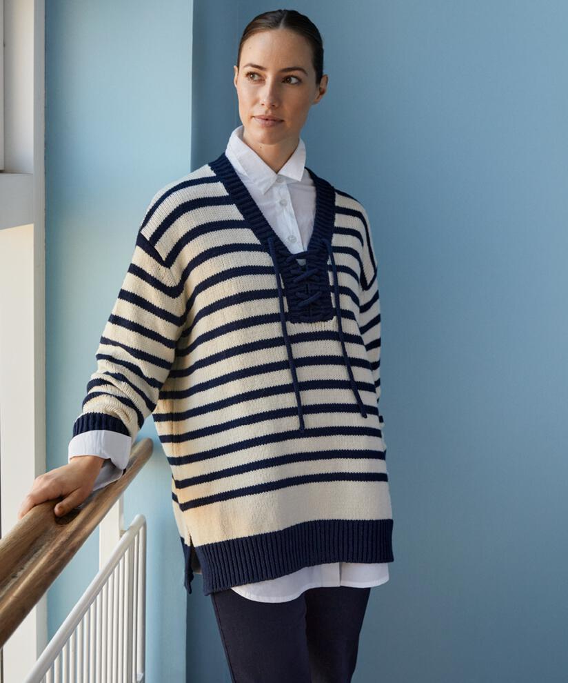 Frederikka Top, Whc/Navy blz, hi-res