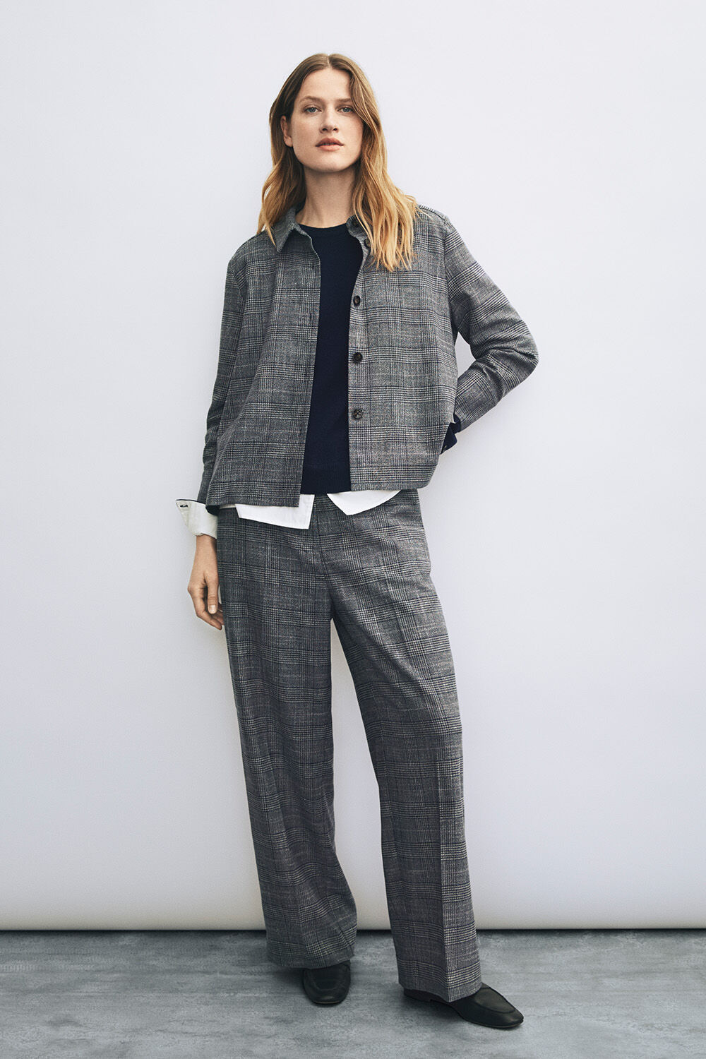 Iowa skjorte - D. Grey mel., Frayana uldtop - Navy Blazer, Palien Bukser - D. Grey mel.