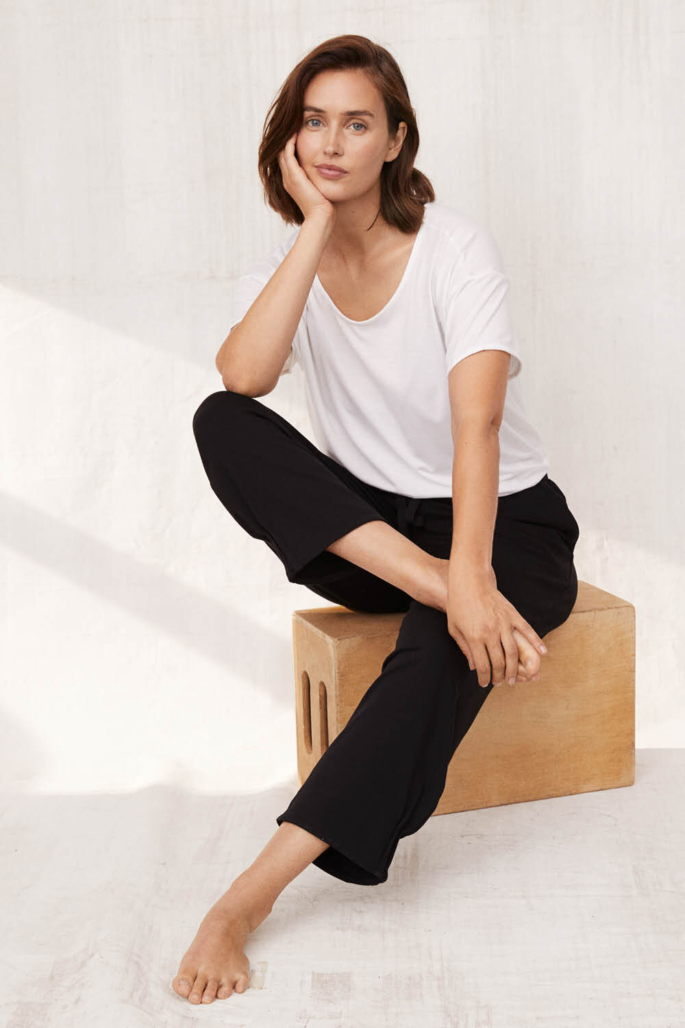 Binja JERSEY Top - White, PERSINI JERSEY BUKSER - Black