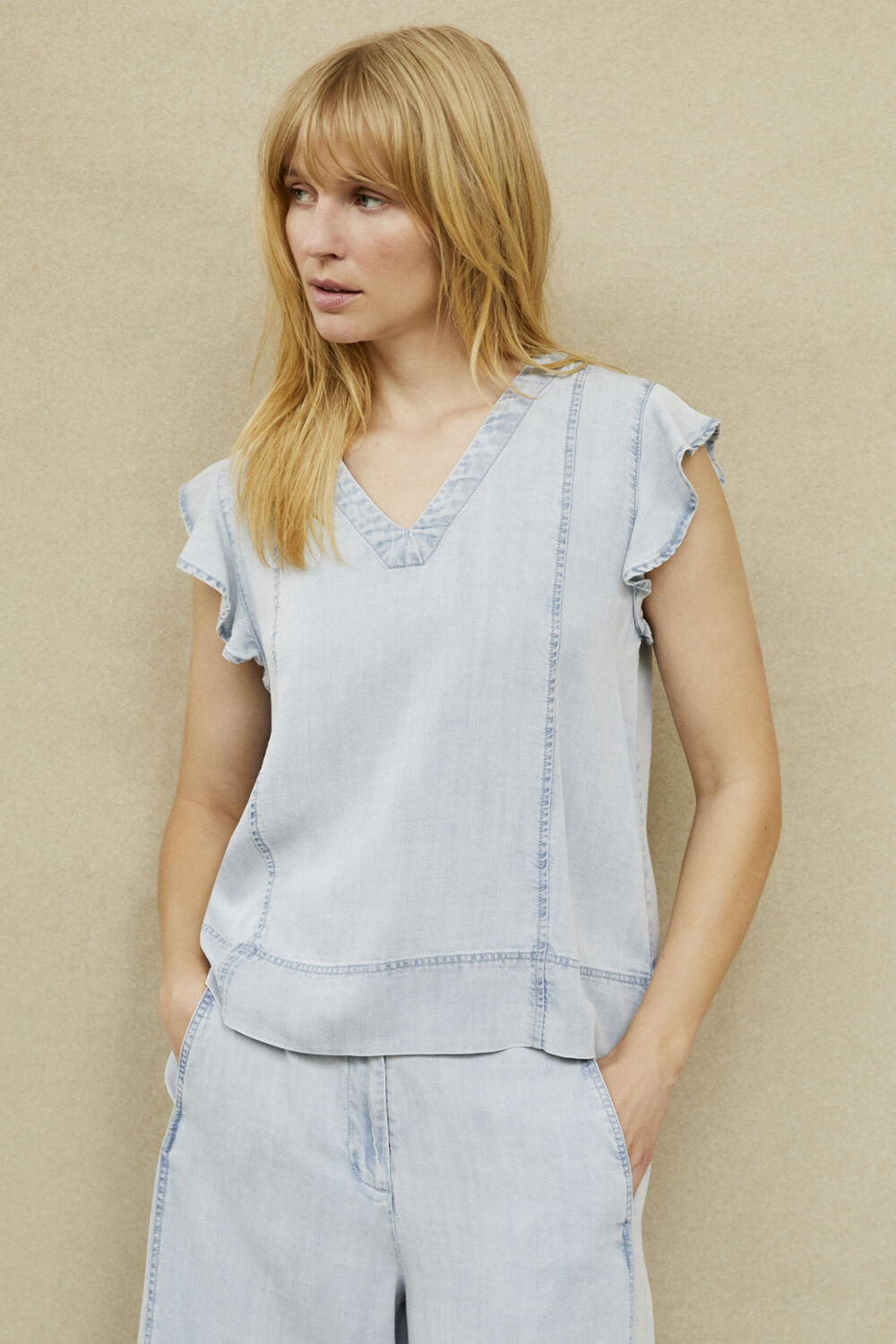 Dalali Denim Top - Light Denim, Portia Denim Bukser - Light Denim