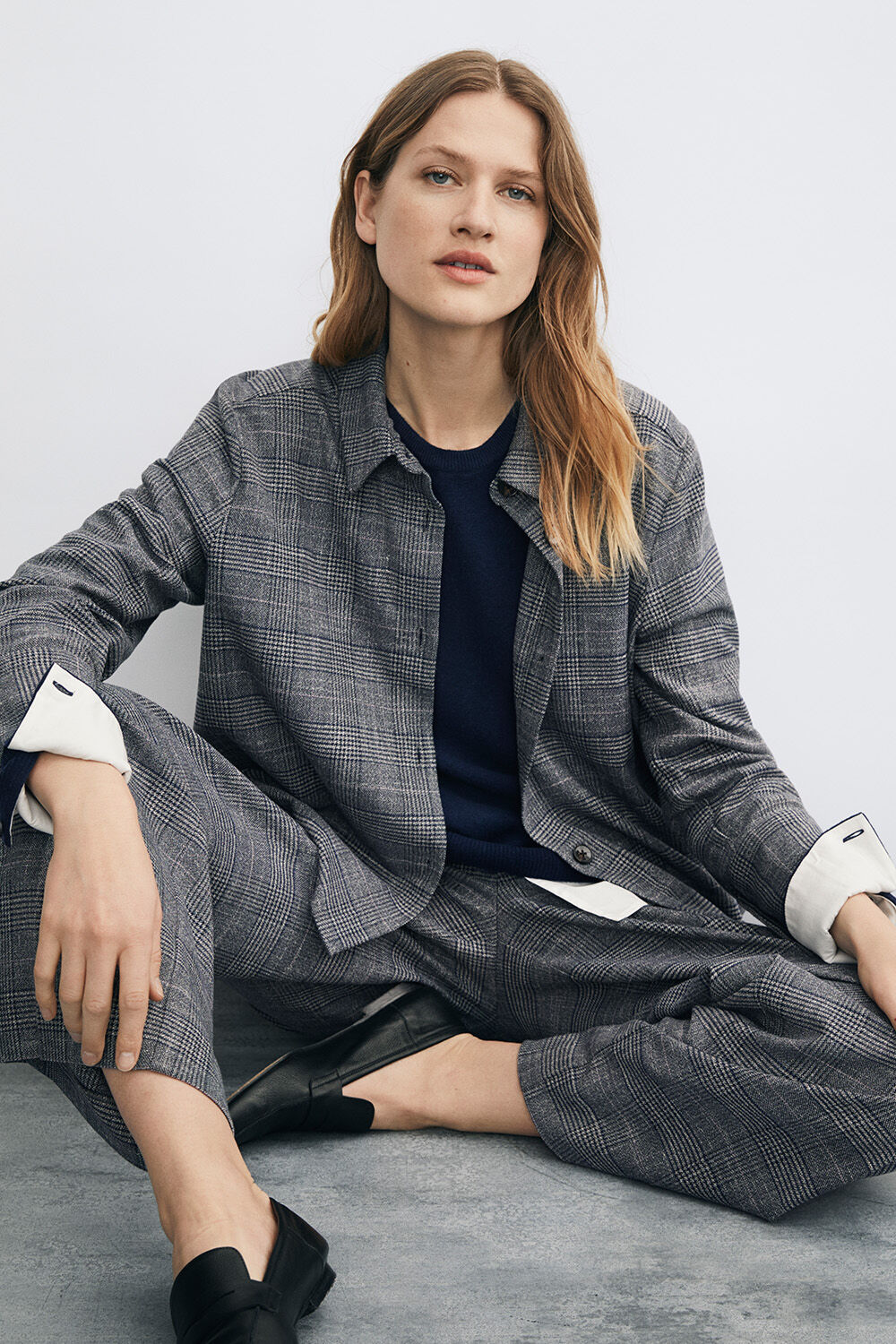 Iowa skjorte - D. Grey mel., Frayana uldtop - Navy Blazer, Palien Bukser - D. Grey mel.