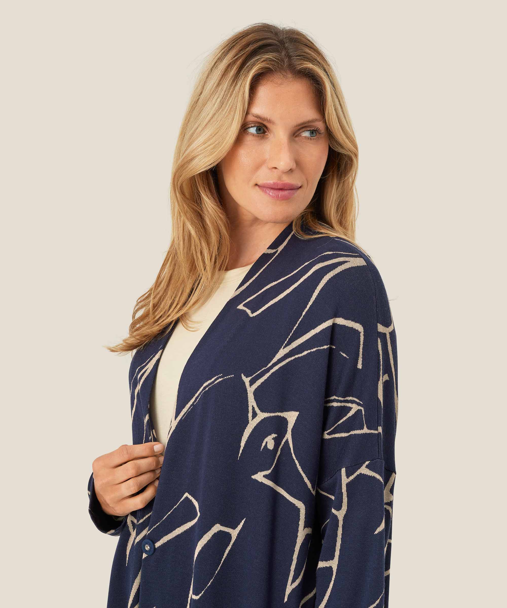 Ilkal JERSEY Cardigan, Navy Blazer