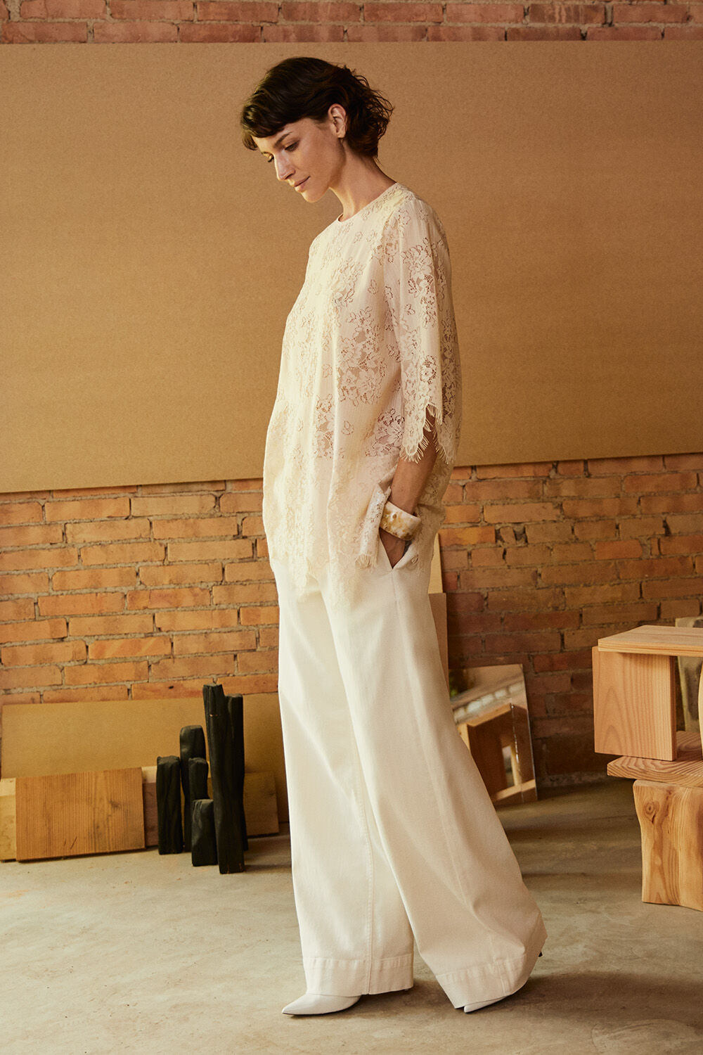 Galdora Tunika - Fog, Polyxena Denim Bukser - Jet Stream, Rosienne Armb&aring;nd - Whitecap