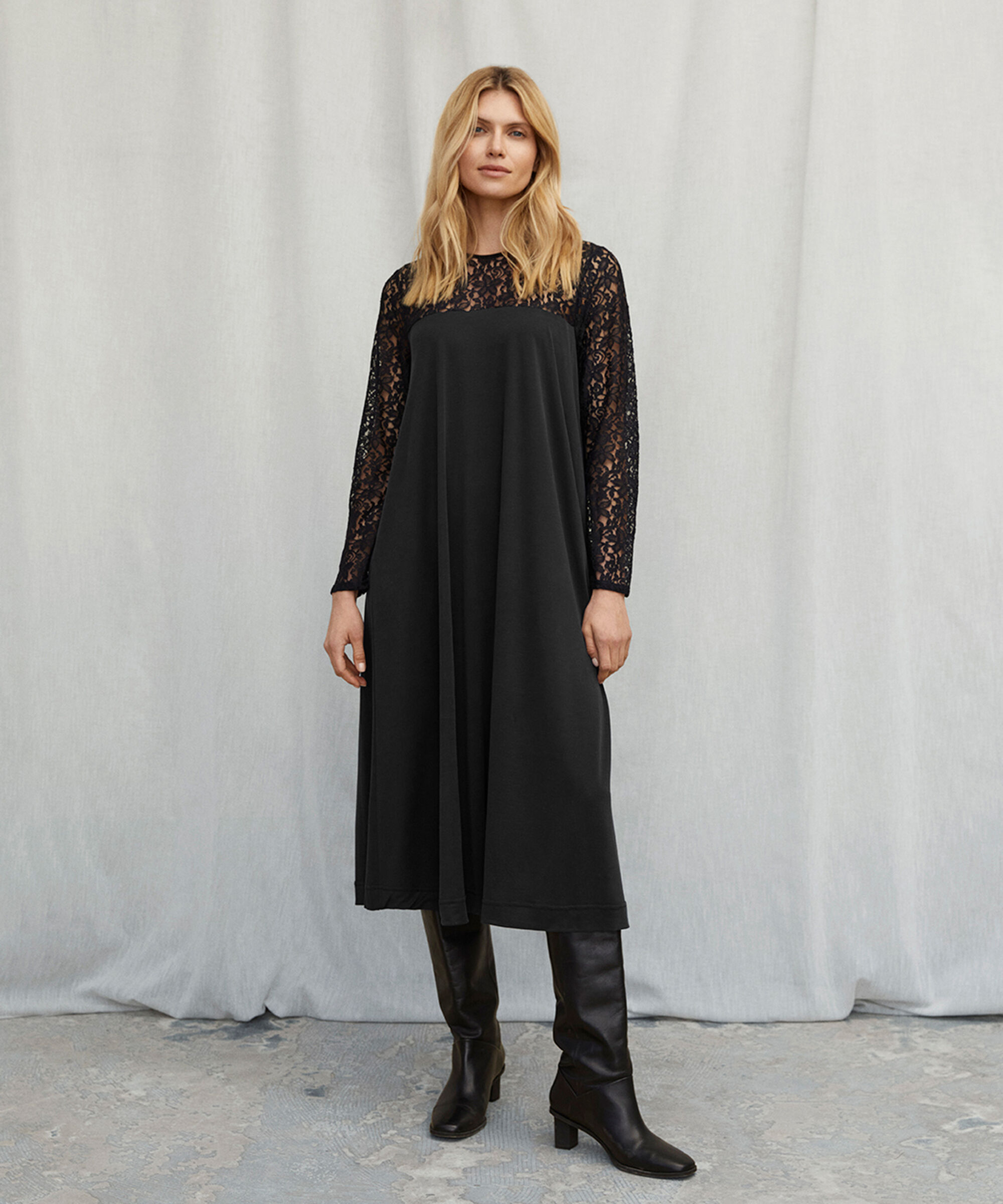 NERIDA JERSEY KJOLE, Black