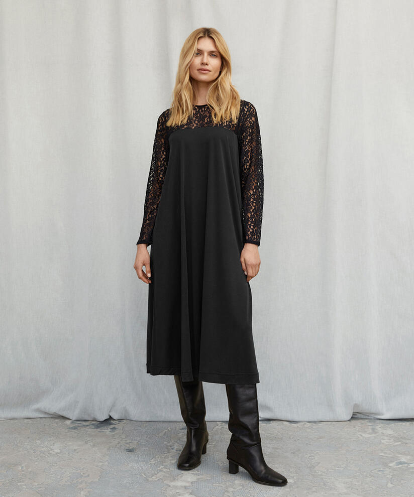 NERIDA JERSEY KJOLE, Black