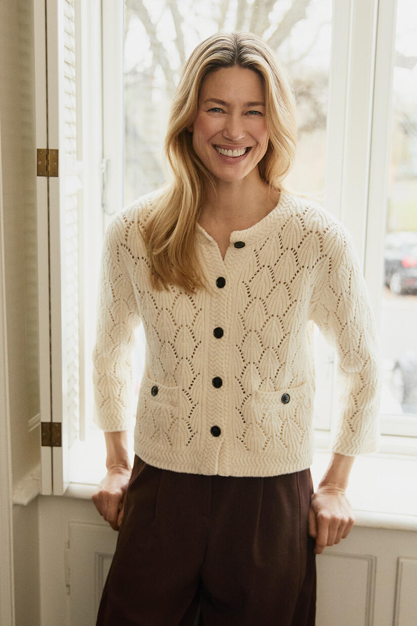 Lexina Cardigan - Whitecap, Punna Bukser - Sh. Chocolate