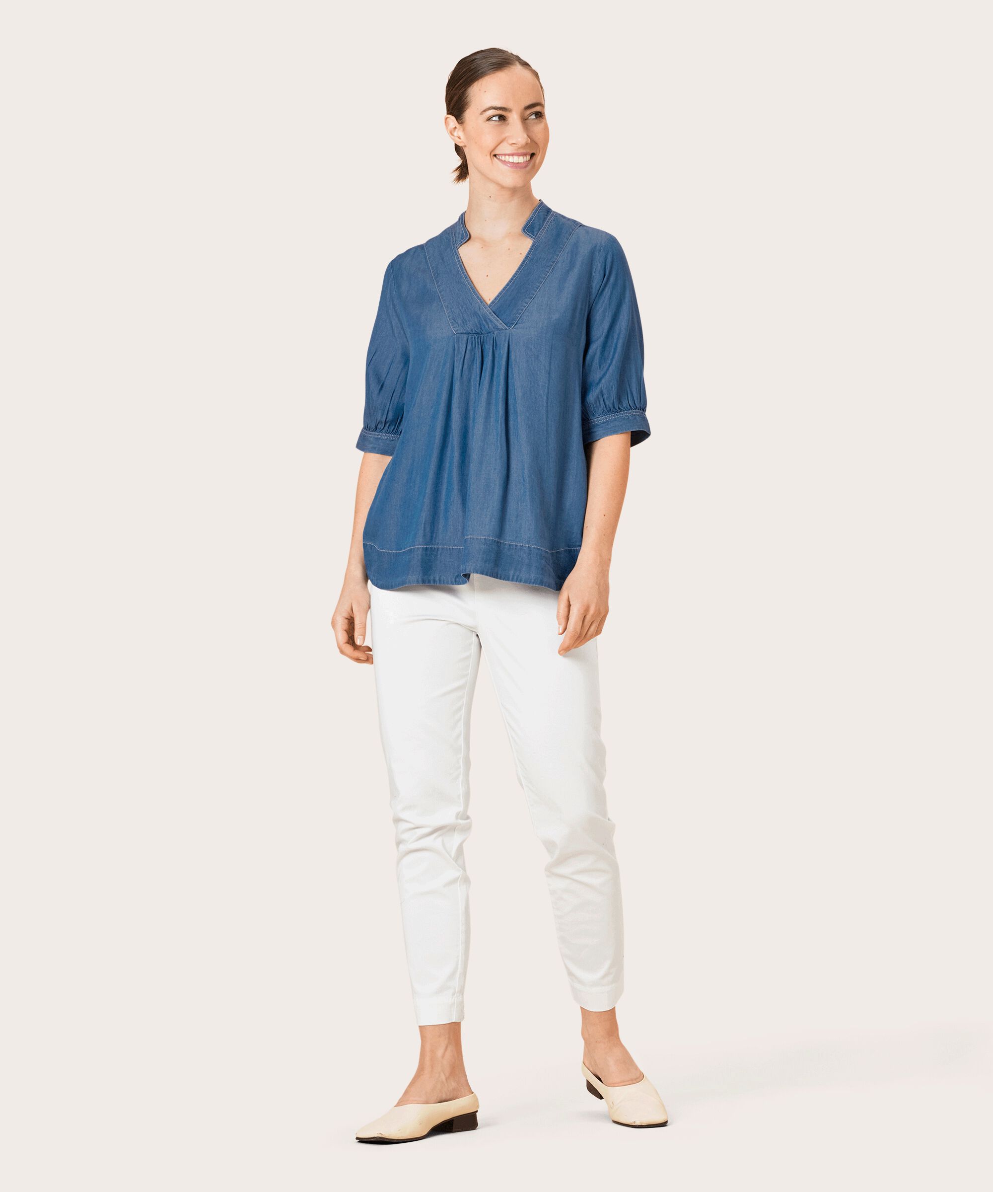 DOMICIA BLUSE, Blue Denim