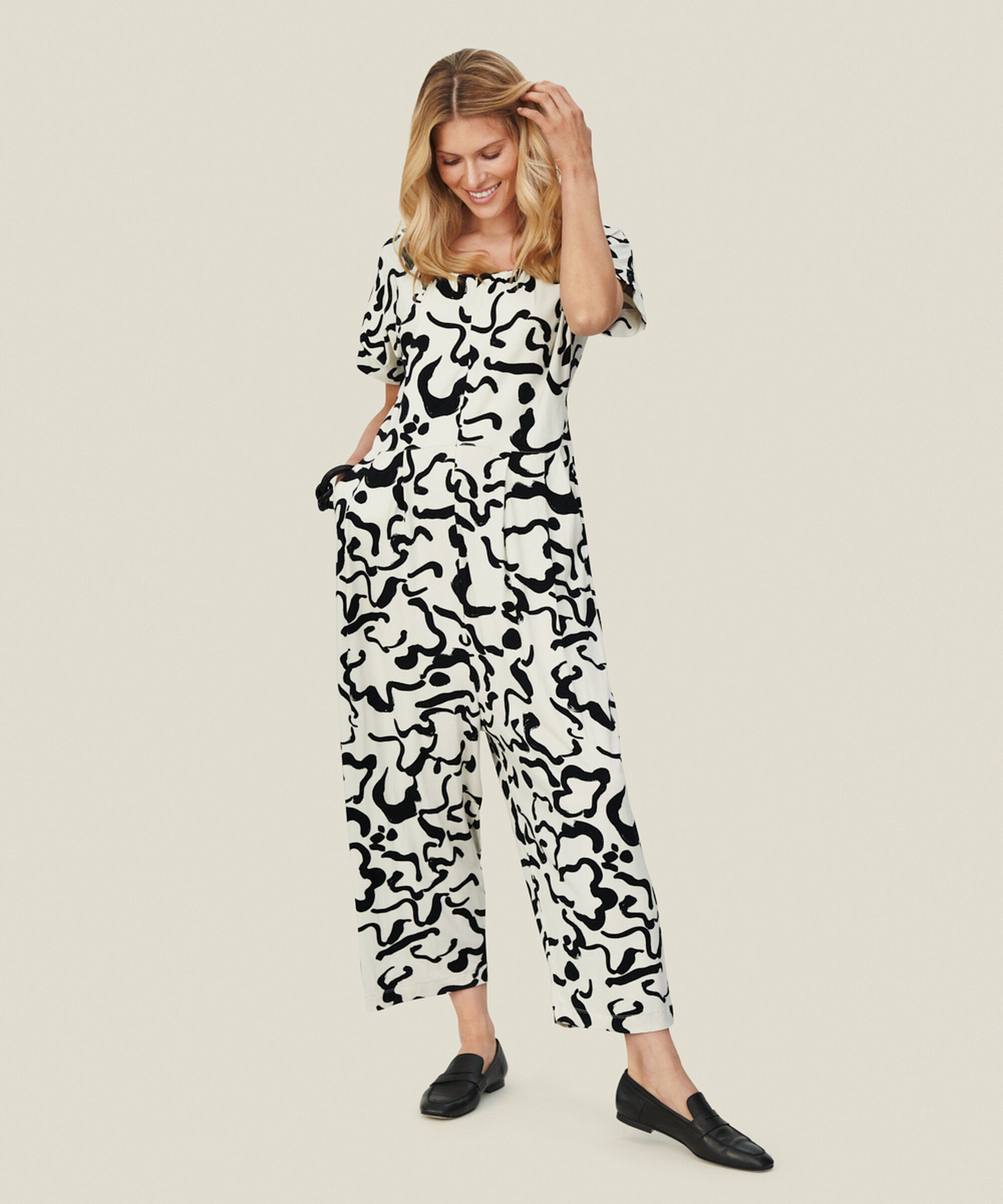 NETTA JERSEY JUMPSUIT, Black