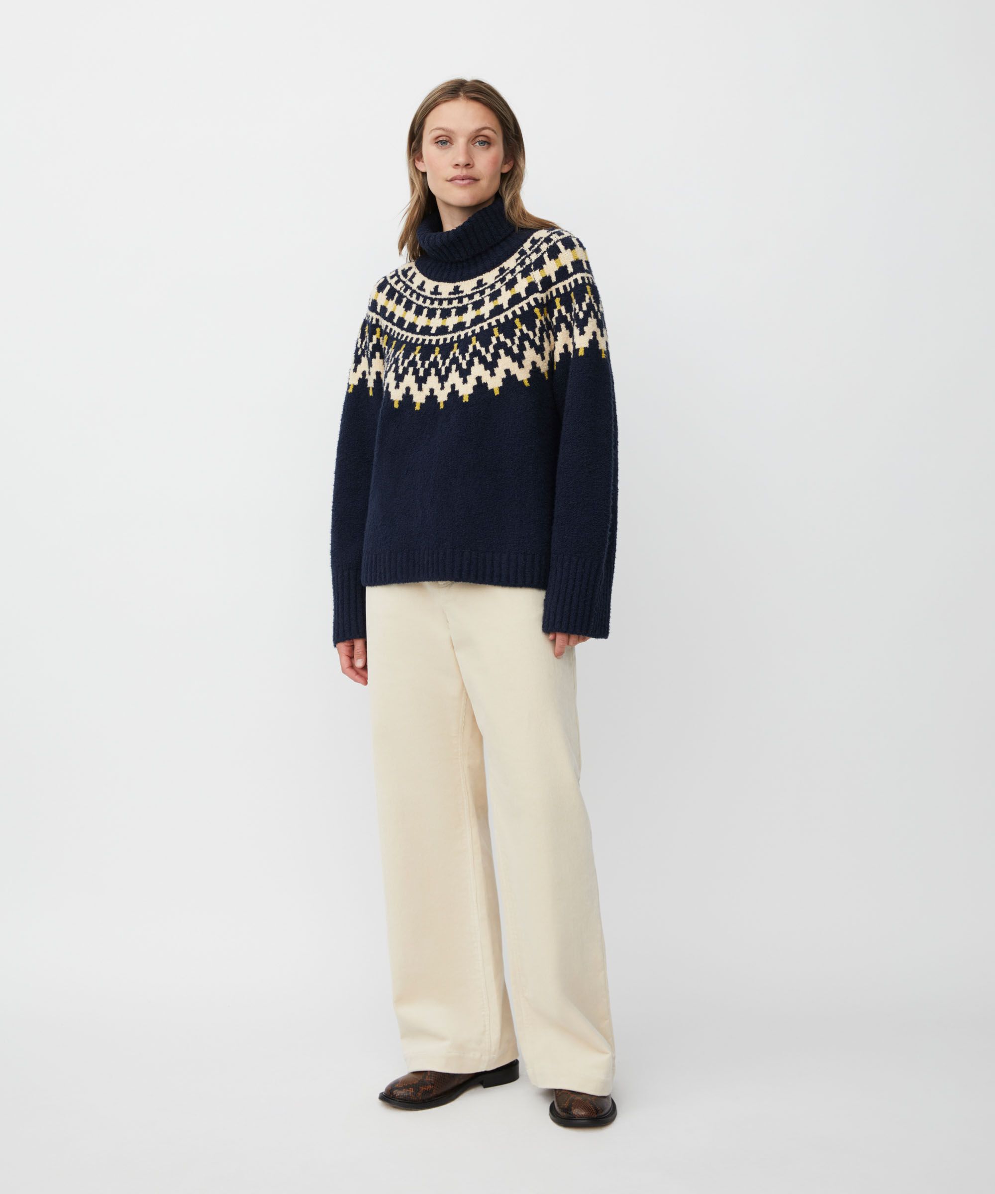 Fatima Top, Navy Blazer