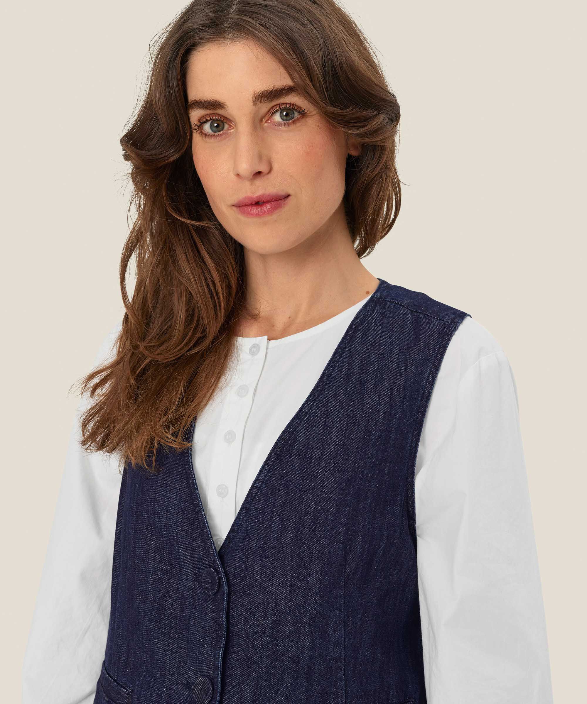 Julesa Denim Vest, Dark Denim