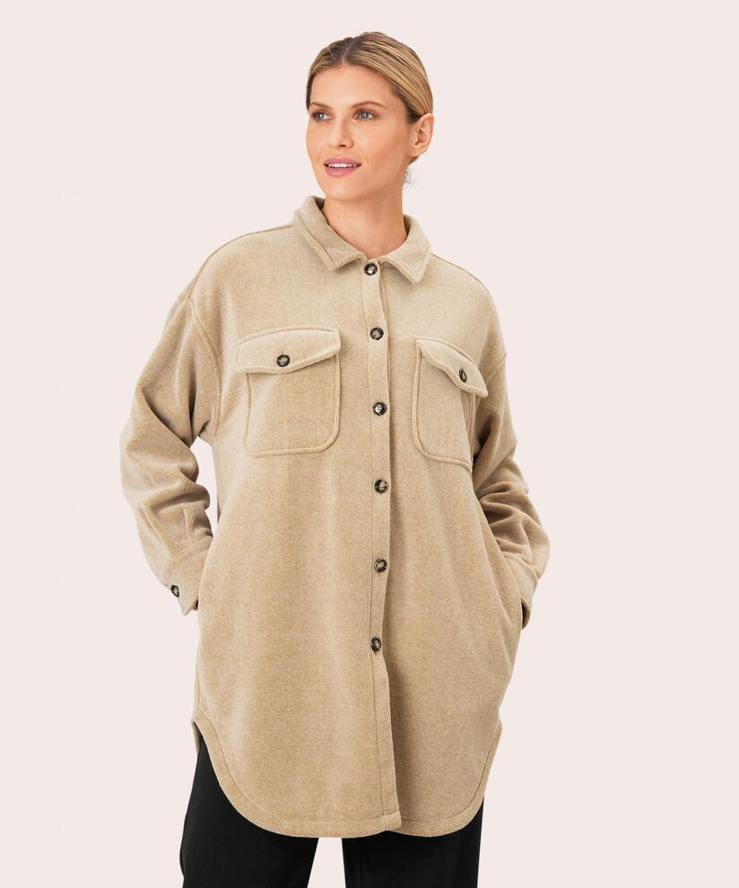 Jasmine Fleece Jakke, Beige melange, hi-res