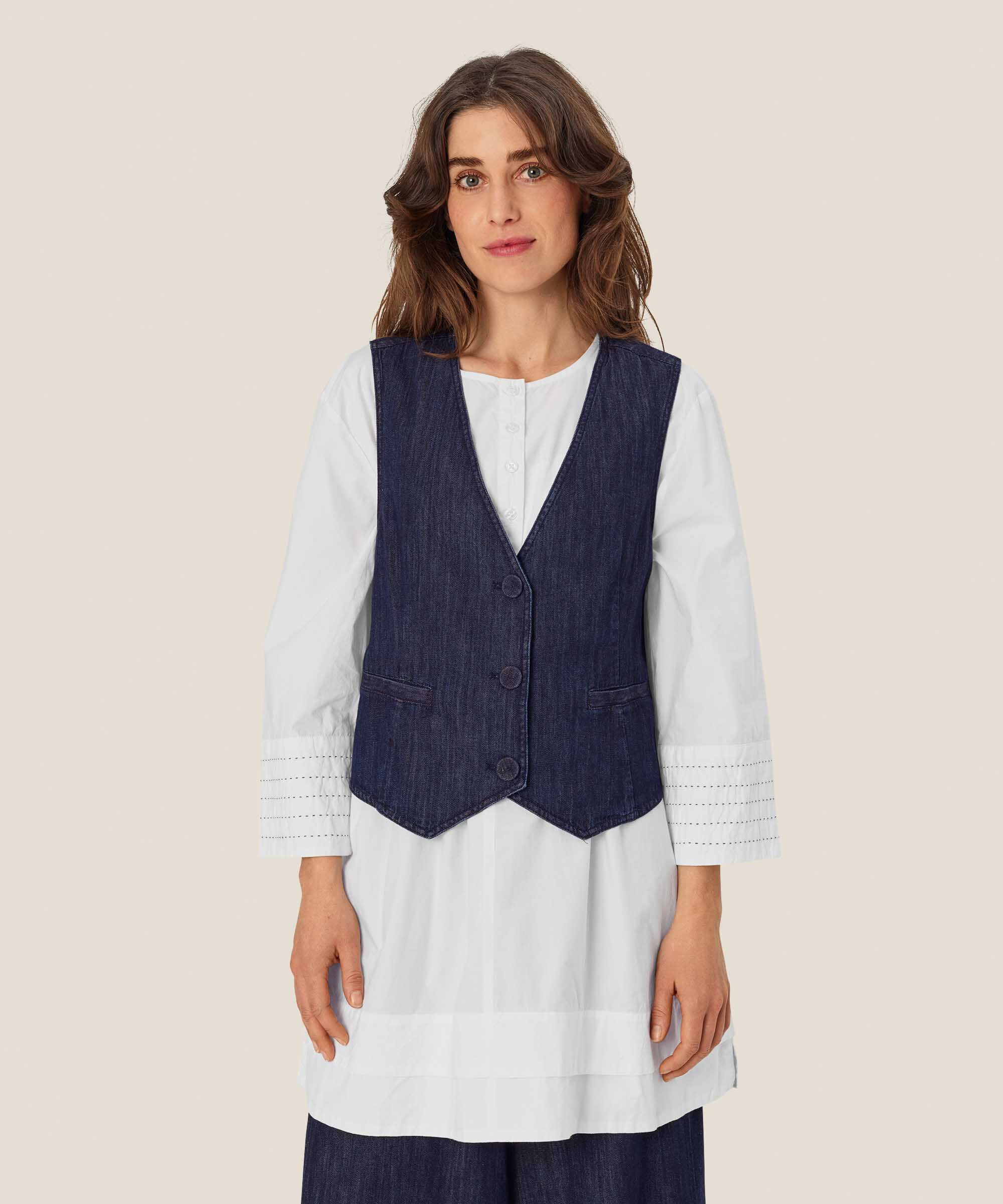 Julesa Denim Vest, Dark Denim