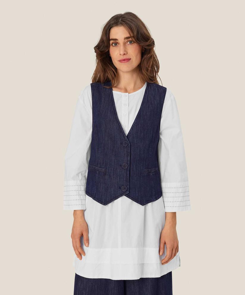 Julesa Denim Vest, Dark Denim
