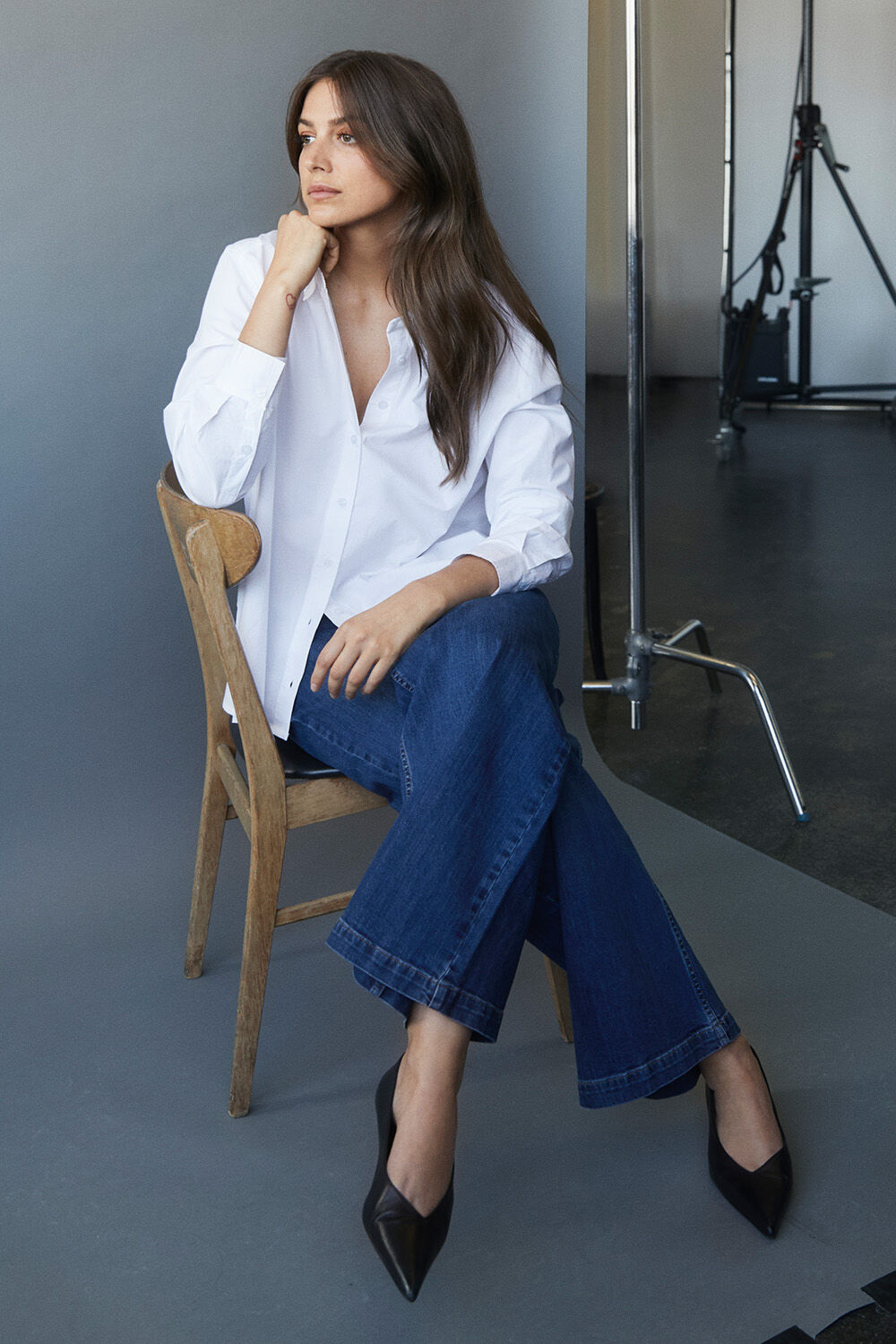 Imma Skjorte - White, Passang Bukser - Blue Denim